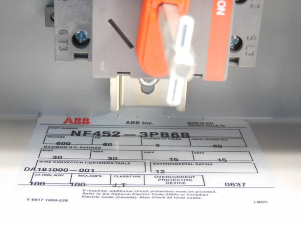 ABB NF452-3PB6B 600V 60A NSMP