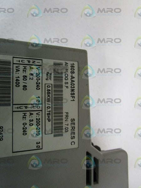 ALLEN BRADLEY 160S-AA03NSF1P1 SER. C F/W 7.03 SPEED CONTROLLER  UNMP