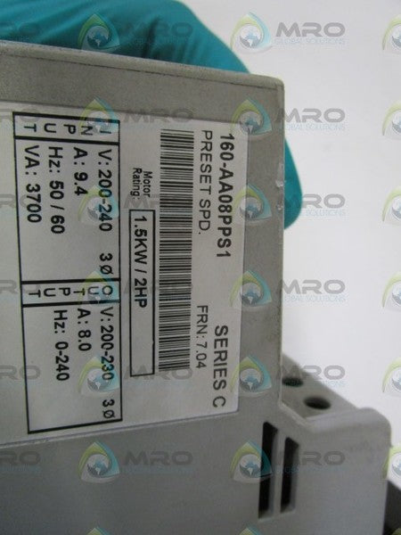 ALLEN BRADLEY 160-AA08PPS1P1 SER. C F/W 7.04 SPEED CONTROLLER  UNMP