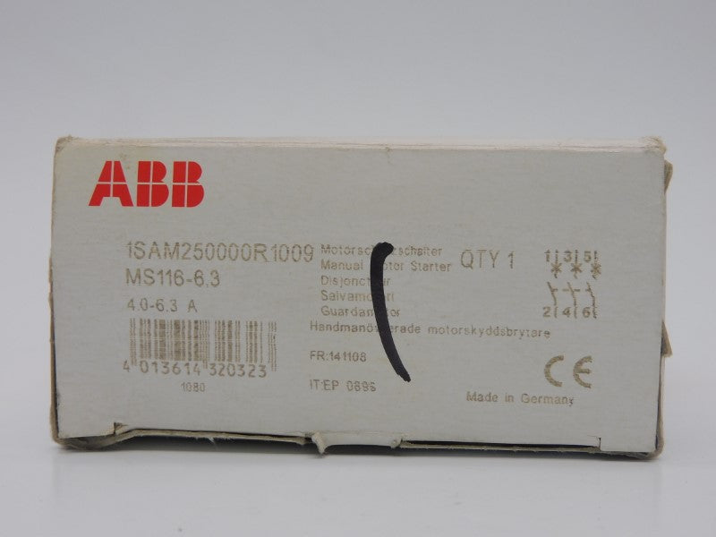 ABB 1SAM250000R1009 MS116-6.3 690VAC 4.0-6.3A NSMP