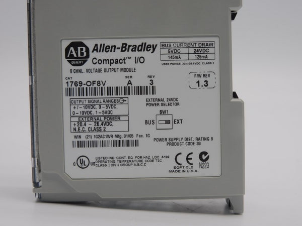 ALLEN BRADLEY 1769-OF8V SER. A F/W 1.3 24VDC NSNP