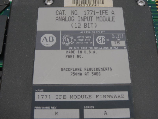 ALLEN BRADLEY 1771-IFE SER. A F/W M 5VDC REMAN