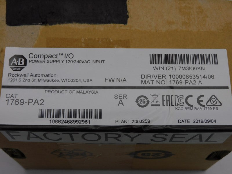 ALLEN BRADLEY 1769-PA2 SER. A 120/240VAC DATE: 2019 NSFS