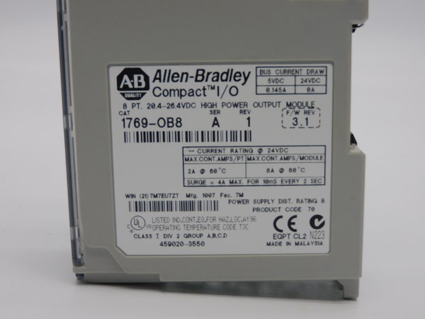 ALLEN BRADLEY 1769-OB8 SER. A F/W 3.1 REV. 1 20.4-26.4VDC 8A NSNP