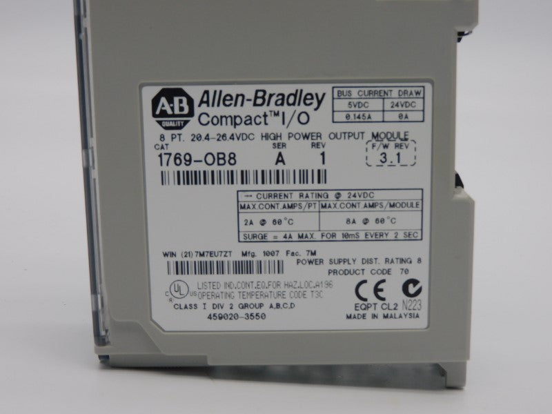 ALLEN BRADLEY 1769-OB8 SER. A F/W 3.1 REV. 1 20.4-26.4VDC 8A NSNP