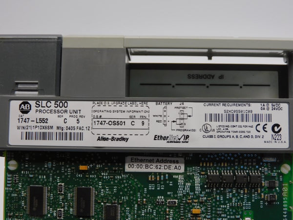 ALLEN BRADLEY 1747-L552 SER. C F/W 9 REV. 5 24VDC 1A (NO KEY/BATTERY) NSNP