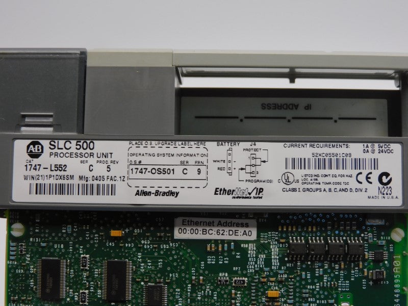 ALLEN BRADLEY 1747-L552 SER. C F/W 9 REV. 5 24VDC 1A (NO KEY/BATTERY) NSNP