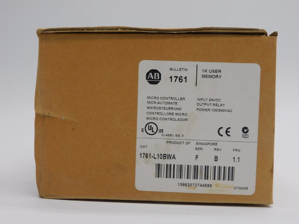 ALLEN BRADLEY 1761-L10BWA SER. F F/W 1.1 REV. B 24VDC NSMP