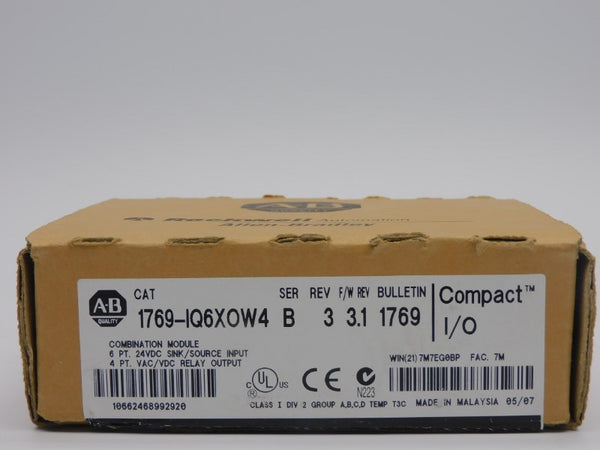 ALLEN BRADLEY 1769-IQ6XOW4 SER. B F/W 3.1 24VDC 0.105A REV. 3 NSMP