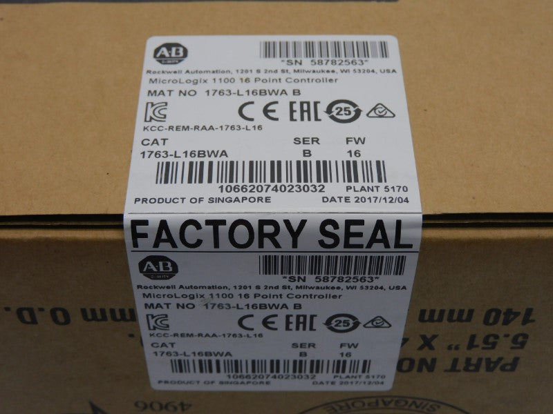 ALLEN BRADLEY 1763-L16BWA SER. B F/W 16 DATE: 2017 NSFS