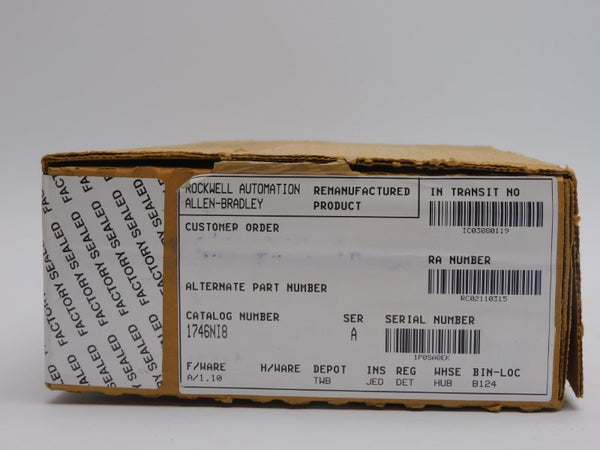 ALLEN BRADLEY 1746-NI8 SER. A F/W 1.0 10VDC (NO TERMINAL) REMAN