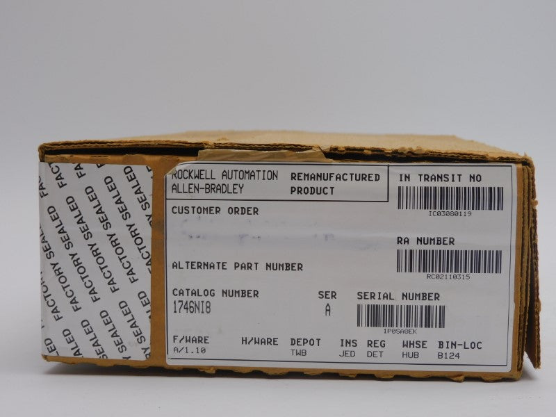 ALLEN BRADLEY 1746-NI8 SER. A F/W 1.0 10VDC (NO TERMINAL) REMAN