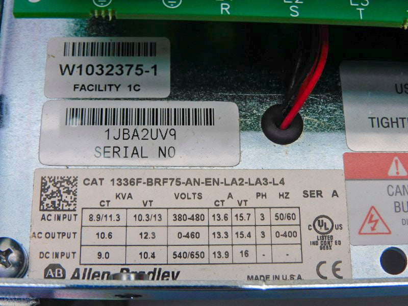 ALLEN BRADLEY 1336F-BRF75-AN-EN-LA2-LA3-L4 SER. A F/W 6.002 540/650V 16A REMAN