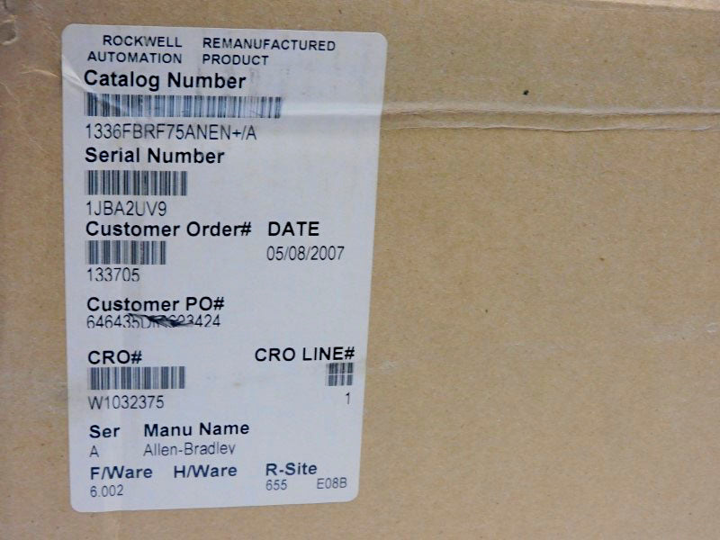 ALLEN BRADLEY 1336F-BRF75-AN-EN-LA2-LA3-L4 SER. A F/W 6.002 540/650V 16A REMAN