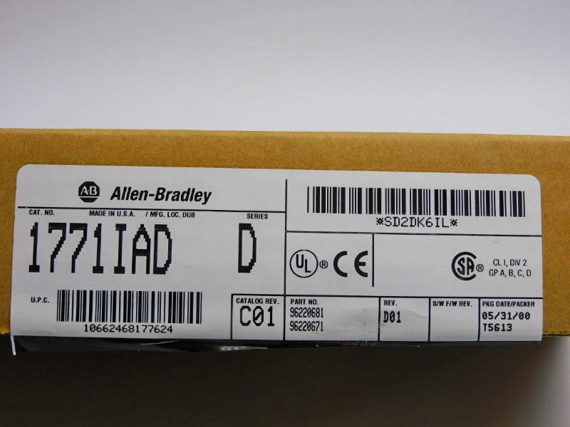 ALLEN BRADLEY 1771-IAD SER. D REV. D01 120VAC/DC 0.195A NSMP