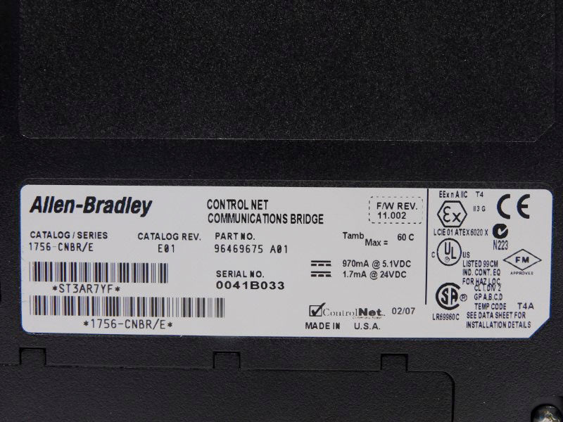 ALLEN BRADLEY 1756-CNBR SER. E F/W 11.002 REV. E01 24VDC REMAN