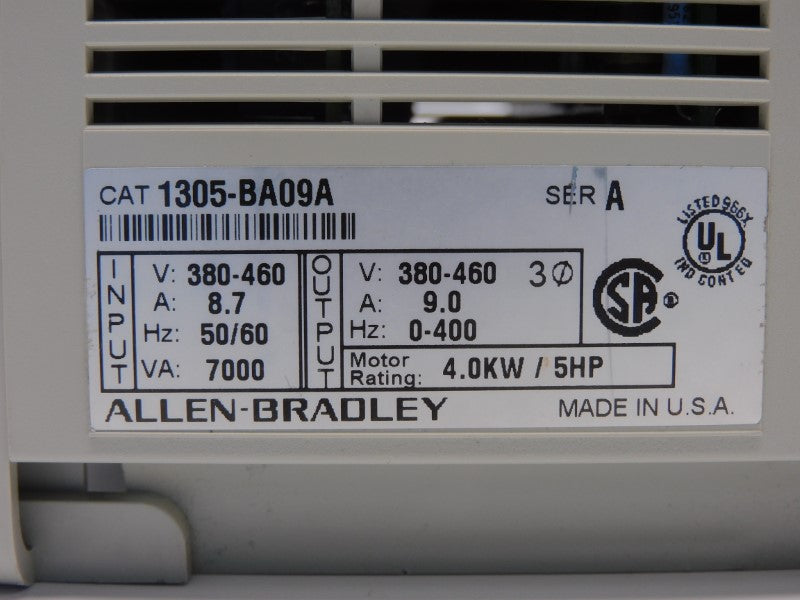 ALLEN BRADLEY 1305-BA09A SER. A 380-460V 9.0A (NO DOOR) UNMP