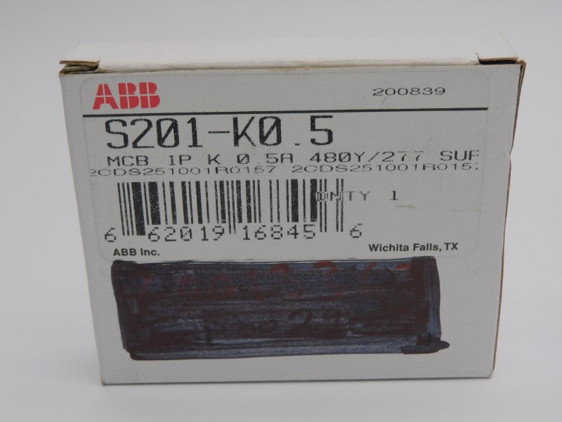 ABB 2CDS251001R0157 S201-K0.5 277V 0.5A NSMP