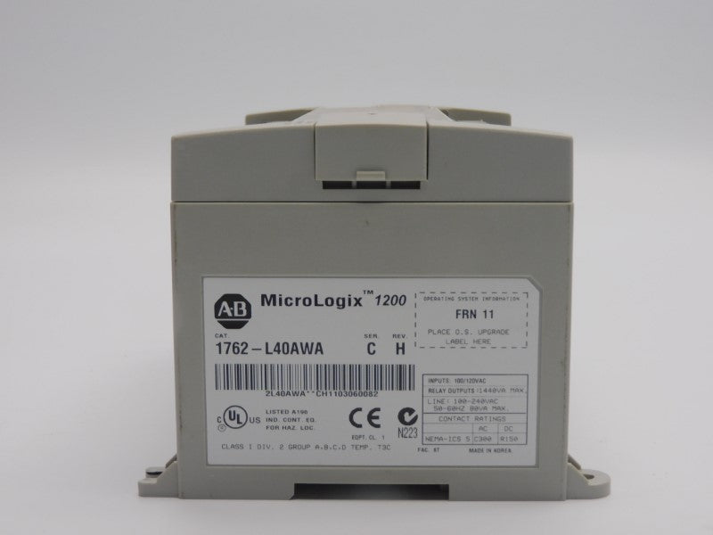 ALLEN BRADLEY 1762-L40AWA SER. C F/W 11 REV. H 100/120VAC (NO DOOR) UNMP