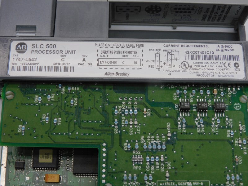 ALLEN BRADLEY 1747-L542 SER. C F/W 10 REV. A 24VDC 1A (NO TERMINAL/KEY) UNMP