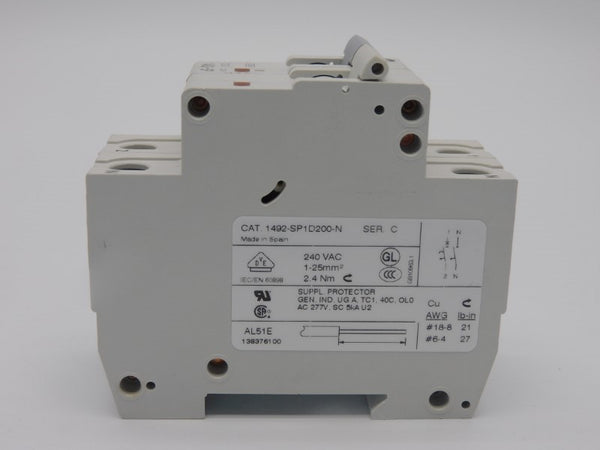 ALLEN BRADLEY 1492-SP1D200-N SER. C 277V 20A (WH) NSMP