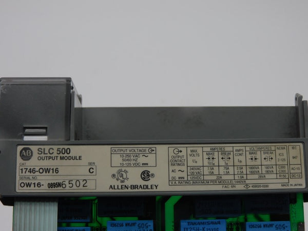 ALLEN BRADLEY 1746-OW16 SER. C 10-250VAC 15A (NO TERMINAL/DOOR) UNMP
