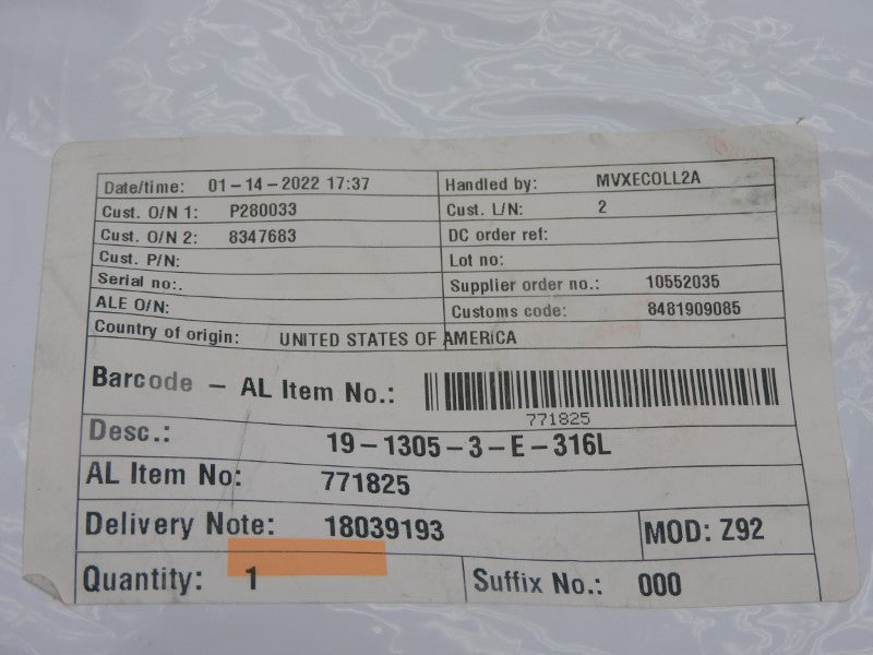 ALFA LAVAL 19-1305-3-E-316L 771825 NSMP