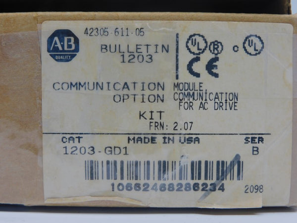ALLEN BRADLEY 1203-GD1 SER. B F/W 2.07 120/240VAC (NO SPRING) (BR/WH) NSMP