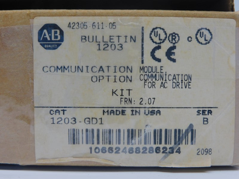 ALLEN BRADLEY 1203-GD1 SER. B F/W 2.07 120/240VAC (NO SPRING) (BR/WH) NSMP