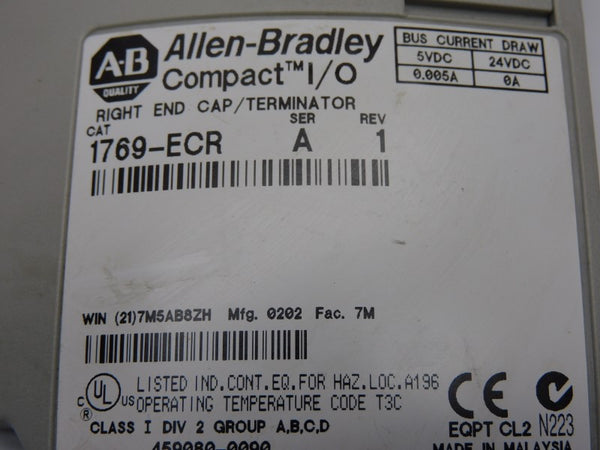 ALLEN BRADLEY 1769-ECR SER. A REV. 1 24VDC 0.005A UNMP