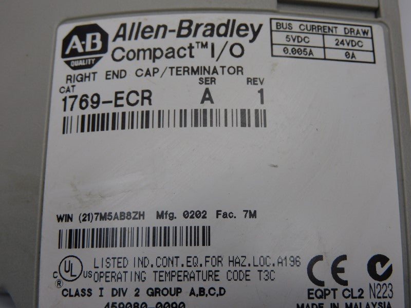ALLEN BRADLEY 1769-ECR SER. A REV. 1 24VDC 0.005A UNMP