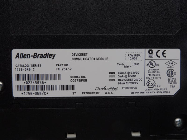 ALLEN BRADLEY 1756-DNB SER. C F/W 10.005 24VDC (NO TERMINAL) NSNP