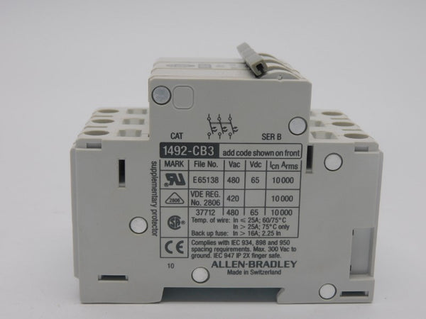 ALLEN BRADLEY 1492-CB3G100 SER. B 480VAC 10A (GY/BL) NSMP