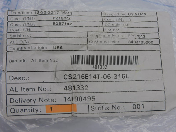 ALFA LAVAL 481332 CS216E14T-06-316L NSMP