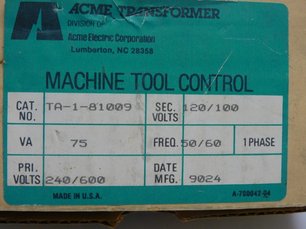 ACME TA-1-81009 240/600V NSMP