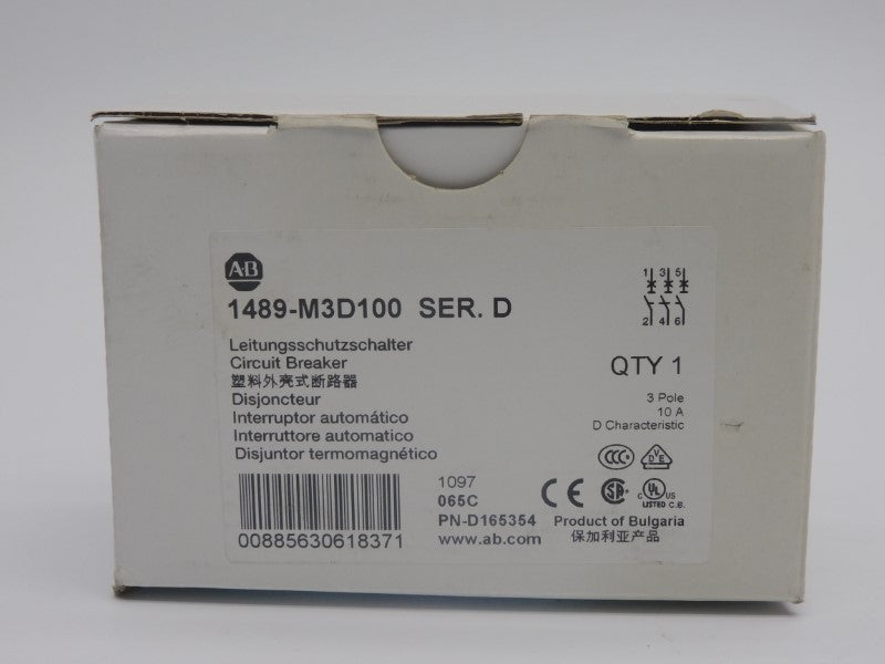 ALLEN BRADLEY 1489-M3D100 SER. D 277V 10A (WH) NSMP