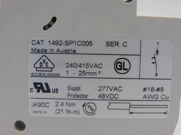 ALLEN BRADLEY 1492-SP1C005 SER. C 277VAC 0.5A NSNP