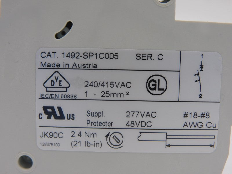 ALLEN BRADLEY 1492-SP1C005 SER. C 277VAC 0.5A NSNP