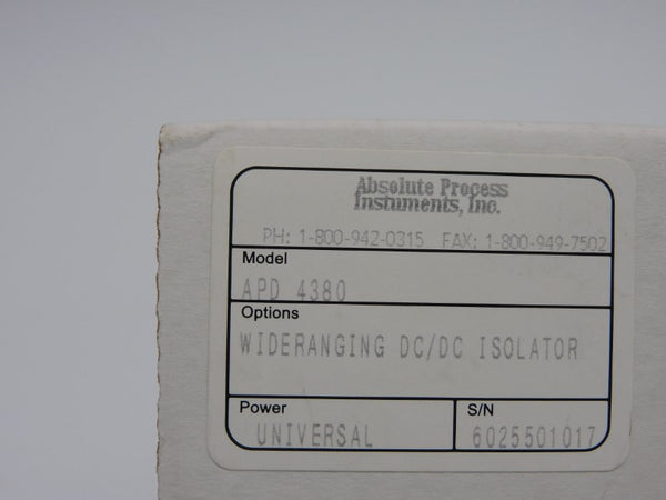 ABSOLUTE PROCESS INSTRUMENTS APD4380 10V NSMP