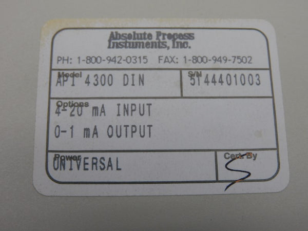 ABSOLUTE PROCESS INSTRUMENTS API4300DIN NSMP