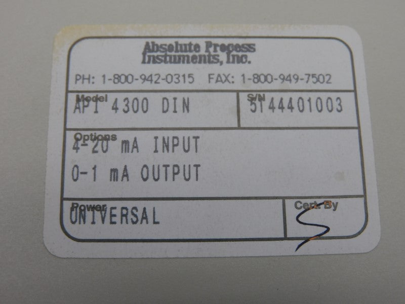 ABSOLUTE PROCESS INSTRUMENTS API4300DIN NSMP