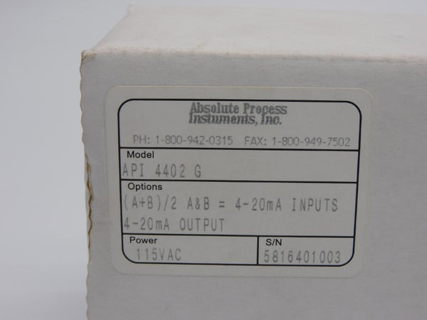 ABSOLUTE PROCESS INSTRUMENTS API4402G 115VAC NSMP