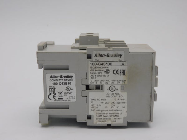 ALLEN BRADLEY 100-C43B10 SER. A 440/480V 85A NSNP