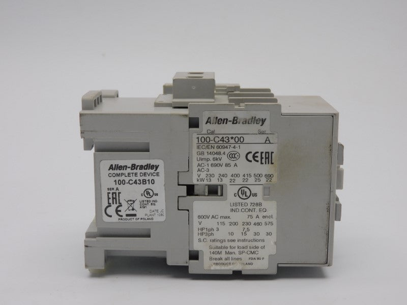 ALLEN BRADLEY 100-C43B10 SER. A 440/480V 85A NSNP