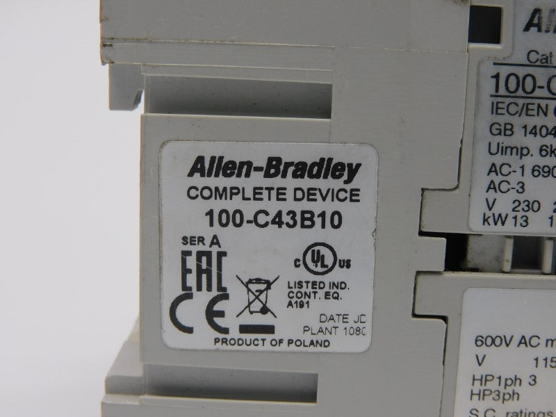 ALLEN BRADLEY 100-C43B10 SER. A 440/480V 85A NSNP