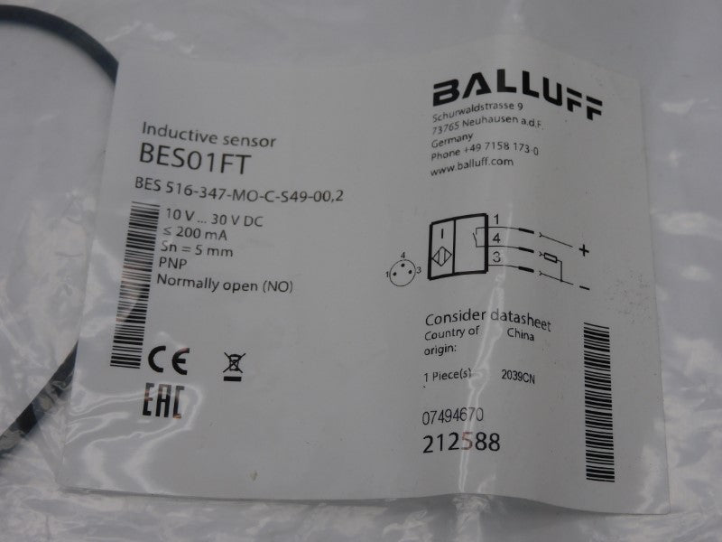 BALLUFF BES516-347-MO-C-S49-00.2 BES01FT 10-30VDC NSMP
