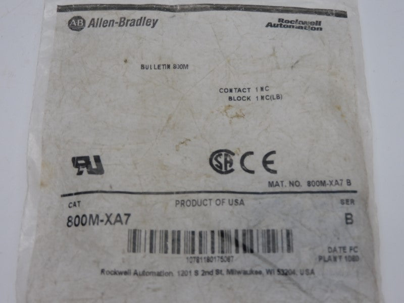 ALLEN BRADLEY 800M-XA7 SER. B NSMP