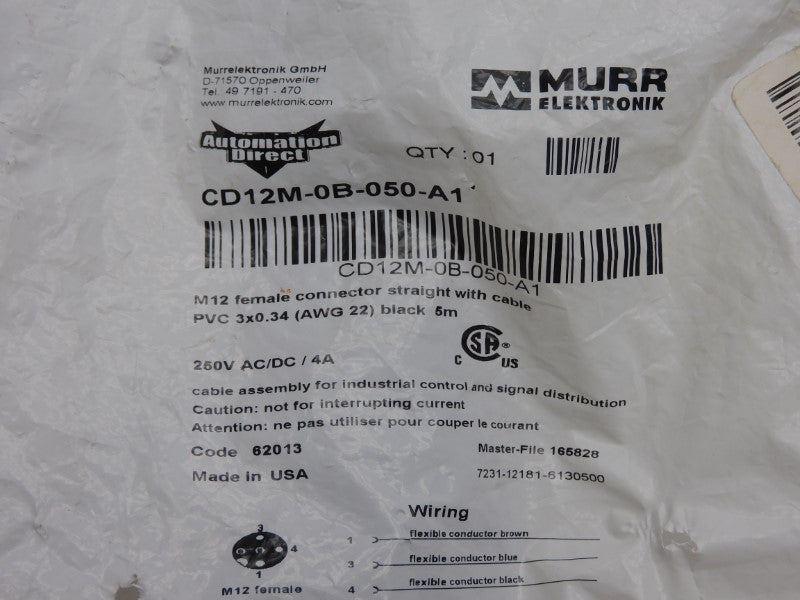 MURR ELEKTRONIK CD12M-0B-050-A1 250VAC/DC 4A NSMP