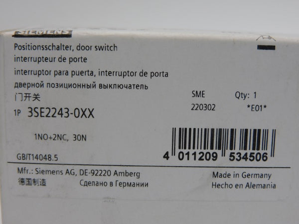 SIEMENS 3SE2243-0XX 500VAC 4A (NO KEY) NSMP