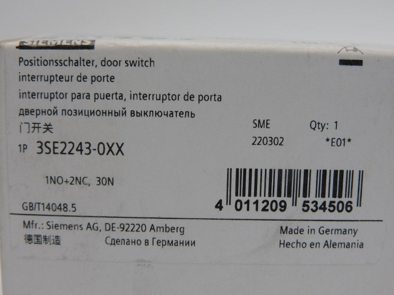 SIEMENS 3SE2243-0XX 500VAC 4A (NO KEY) NSMP
